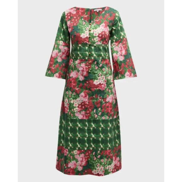 Frances Valentine Shimmy A-Line Floral-Print Cotton Midi Dress - Picture 3 of 13